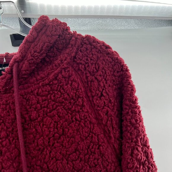 Db Sunday Women's Sherpa Hoodie Long Sleeve Pullover Maroon Size 2X - Picture 4 of 9